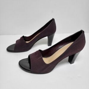 Franco Sarto Women’s L-BLUR Brown Peep Toe Stretch Block Heel (Size 8.5M)